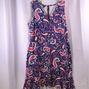 Talbots Navy Paisley Sleeveless Fit & Flare Midi Dress Womens XL